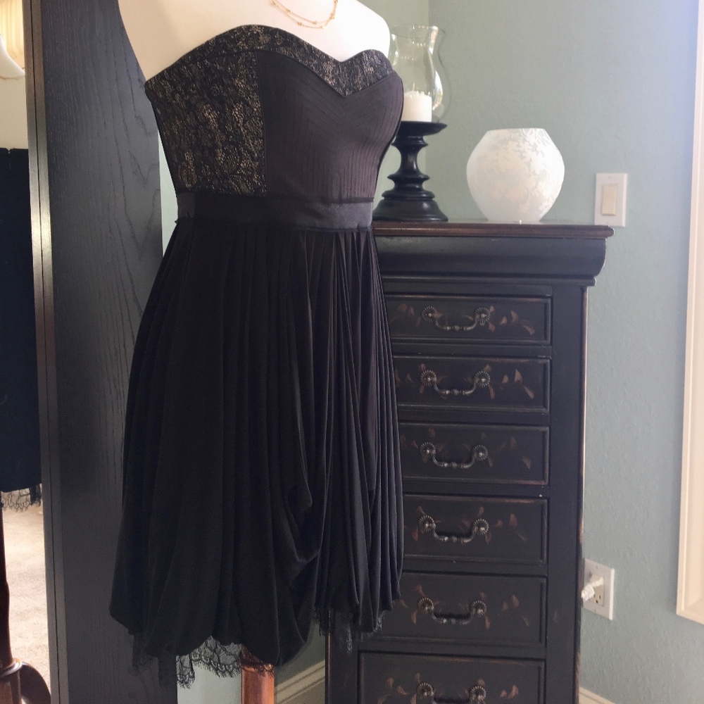 BCBGMaxAzria black & gold cocktail dress Size M